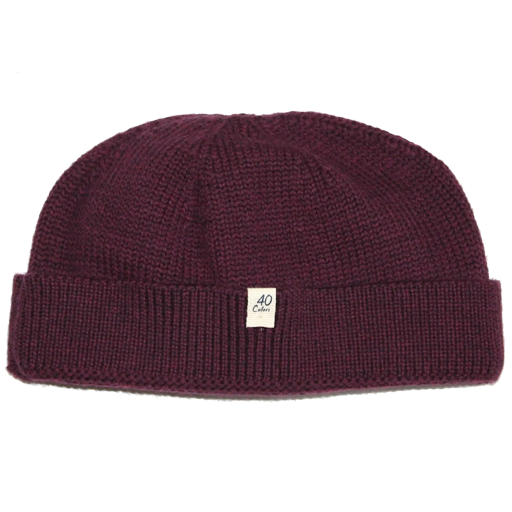 40 Colori Solid Plum Merino Wool Fisherman Beanie