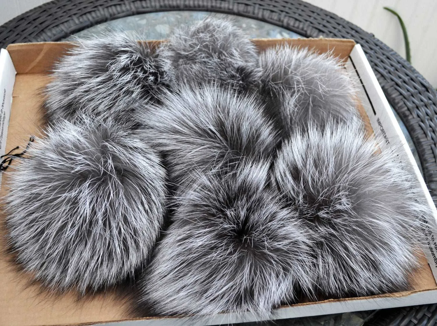 5-9" LARGE SILVER FOX Pom Poms