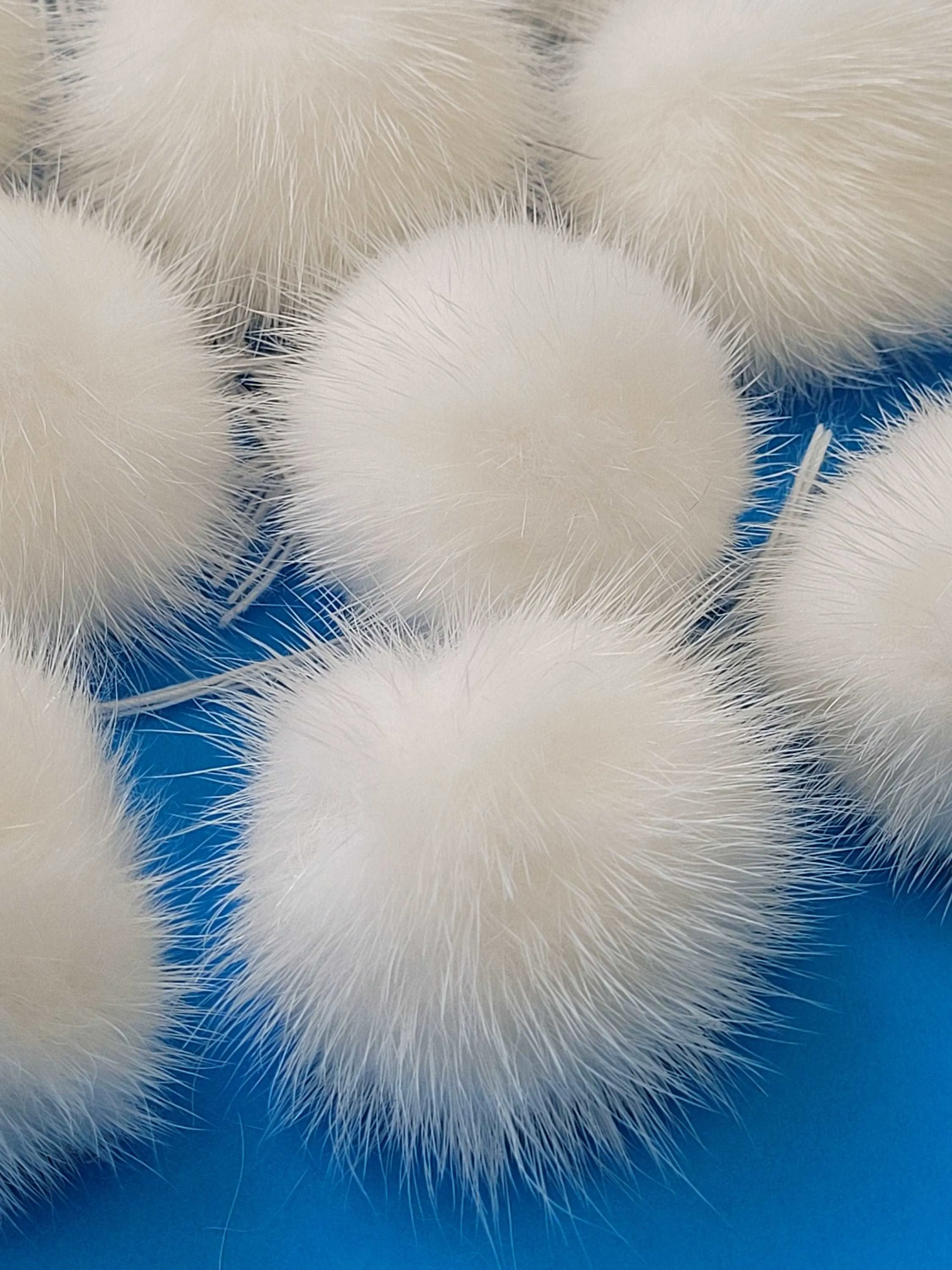 5pc - 2" (50mm) Large Mink Fur Pom Poms Genuine Fur Ball Charm Pendant for Keychain Necklace Earring Pompom Pom Ring White Fur Pompom