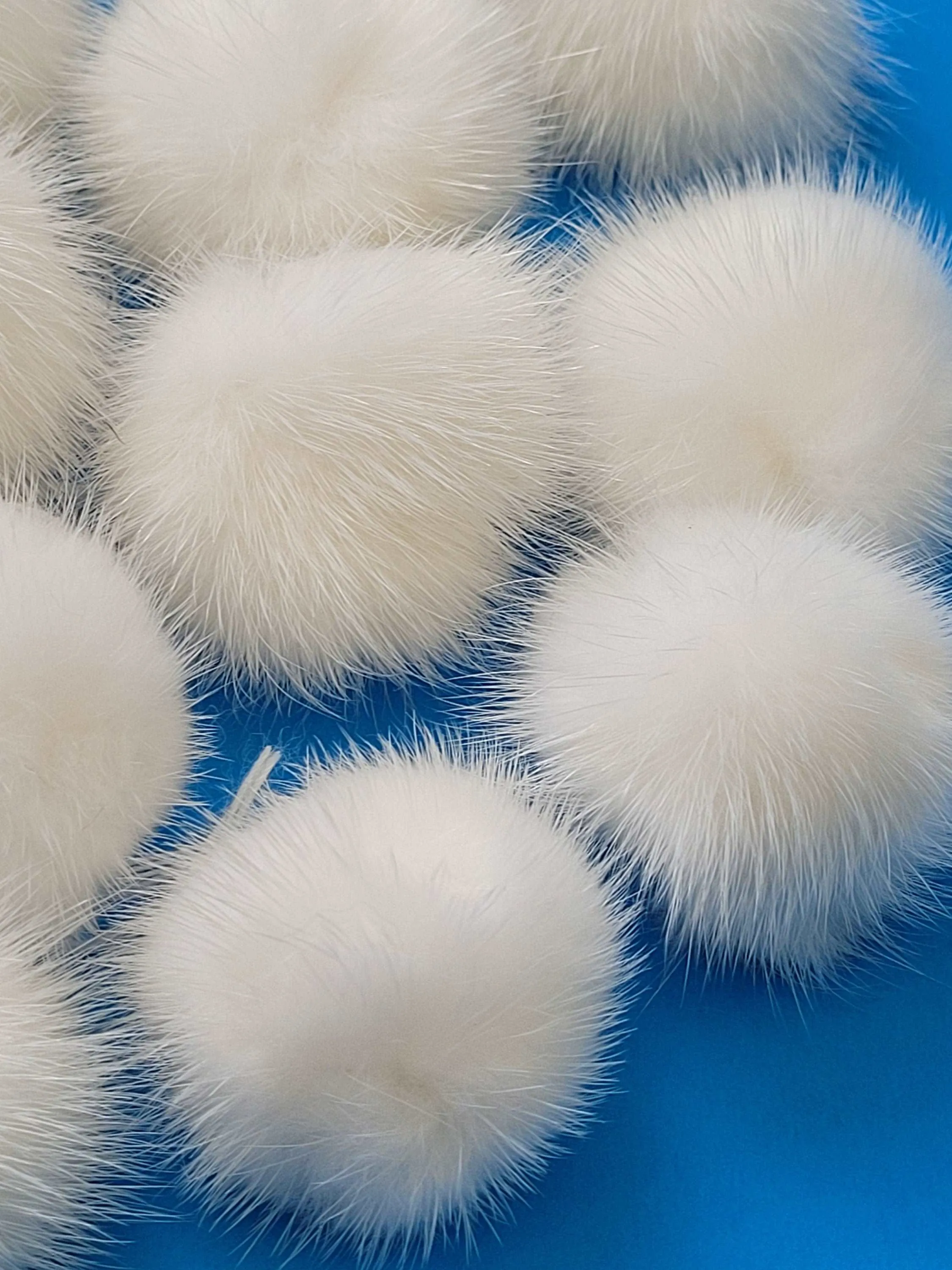 5pc - 2" (50mm) Large Mink Fur Pom Poms Genuine Fur Ball Charm Pendant for Keychain Necklace Earring Pompom Pom Ring White Fur Pompom