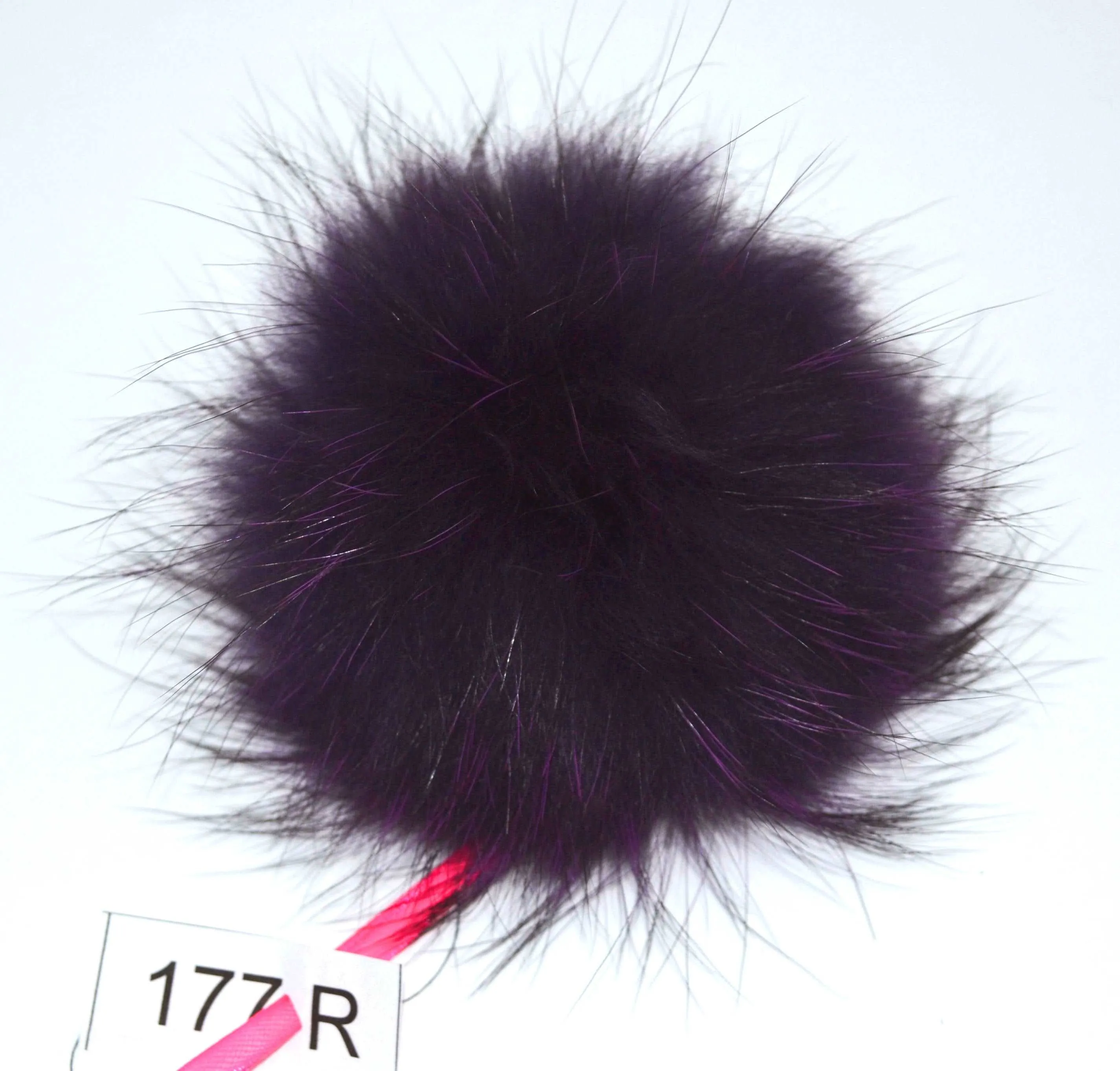 7" LARGE FUR POM Pom! High Quality Purple Raccoon Pom Pom Hat Beanie Tuque Winter Knit Hat Large Pom Pom Fluffy Raccoon Pom Pom Fur Ball