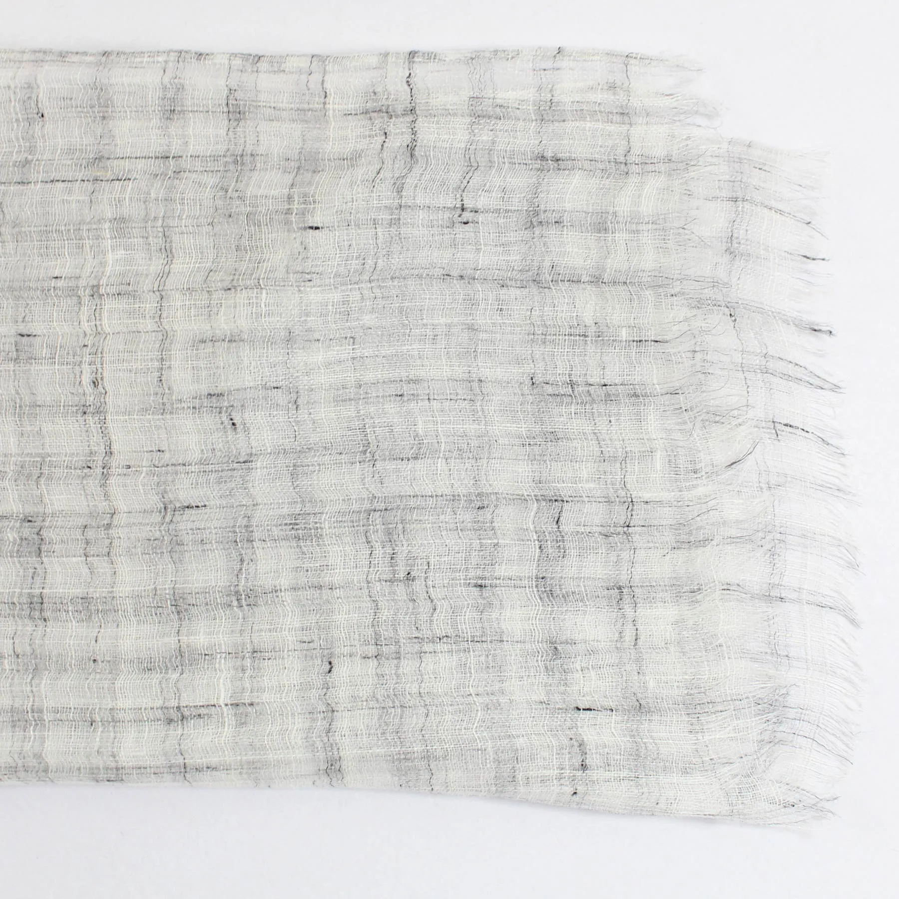 Agnona Linen Scarf Gray Check Design - Luxury Shawl FINAL SALE