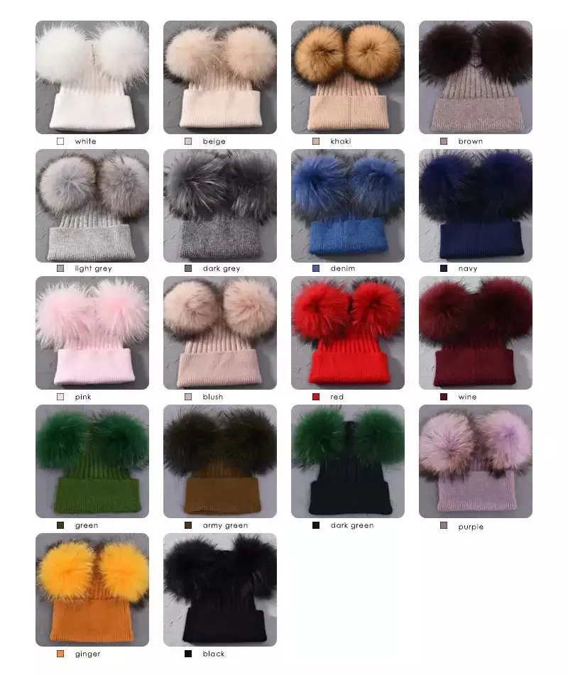 'Alba' Genuine Fur Pom-Pom Hat