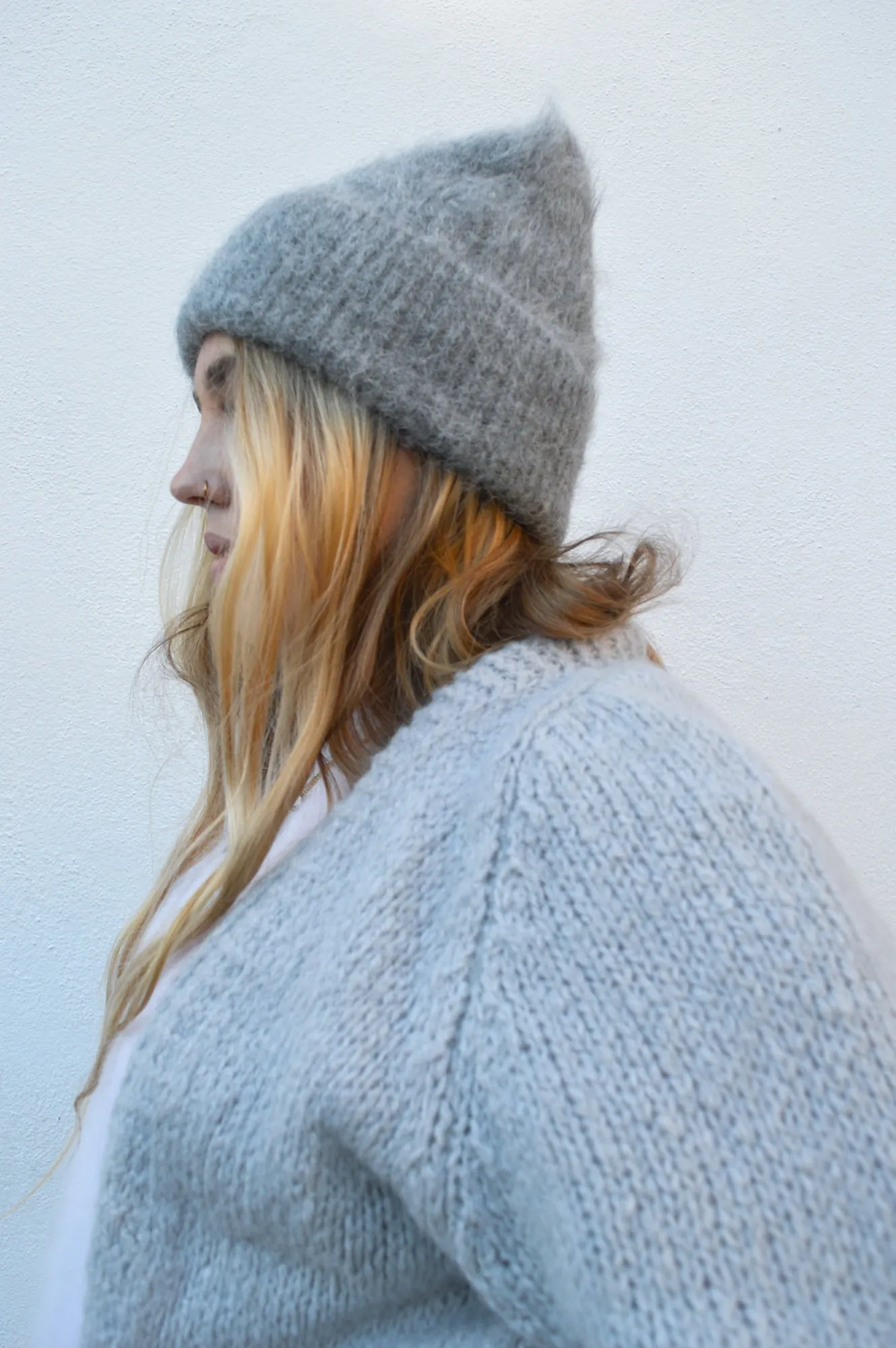 Arctic Fox Grey Alpaca Beanie