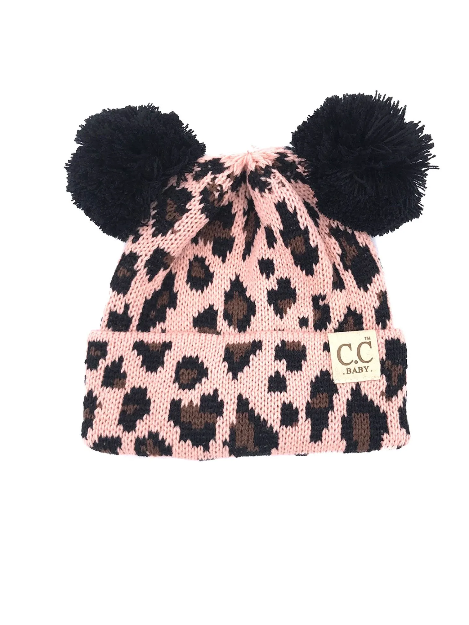 BABY-80 Pom Pom Beanie Indi Pink Leopard