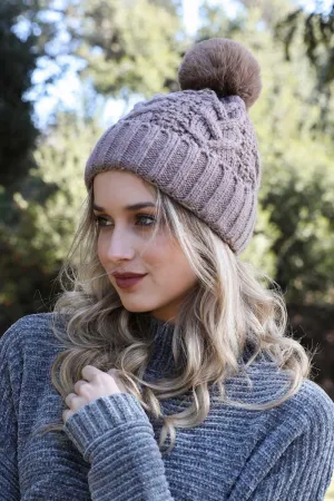 Cable Knit Pom Beanie