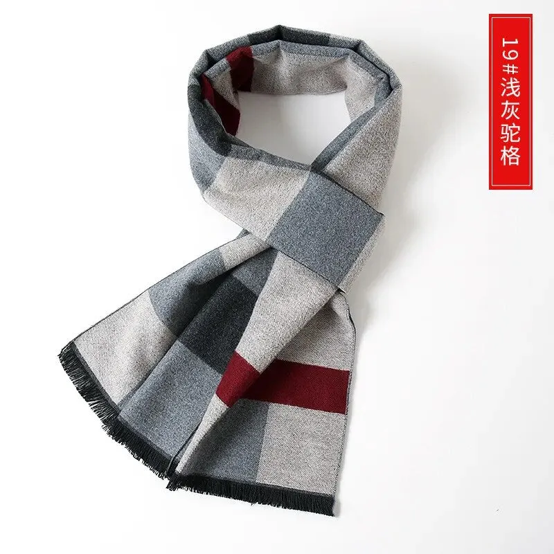 Cashmere Scarf for Men Warm Neck Scarfs Male Business Scarves Long Pashmina Christmas Gifts