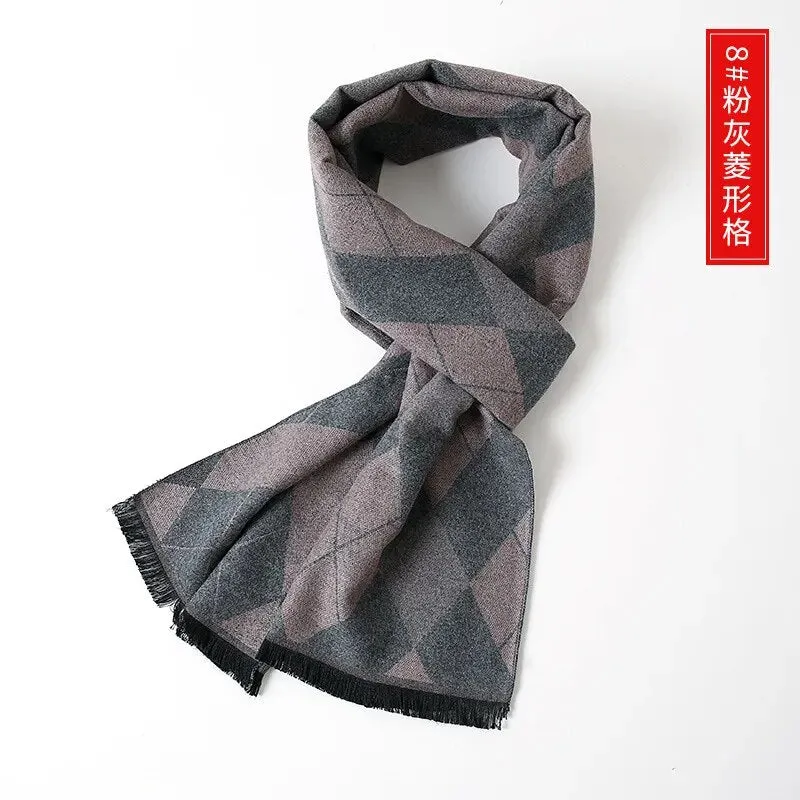 Cashmere Scarf for Men Warm Neck Scarfs Male Business Scarves Long Pashmina Christmas Gifts