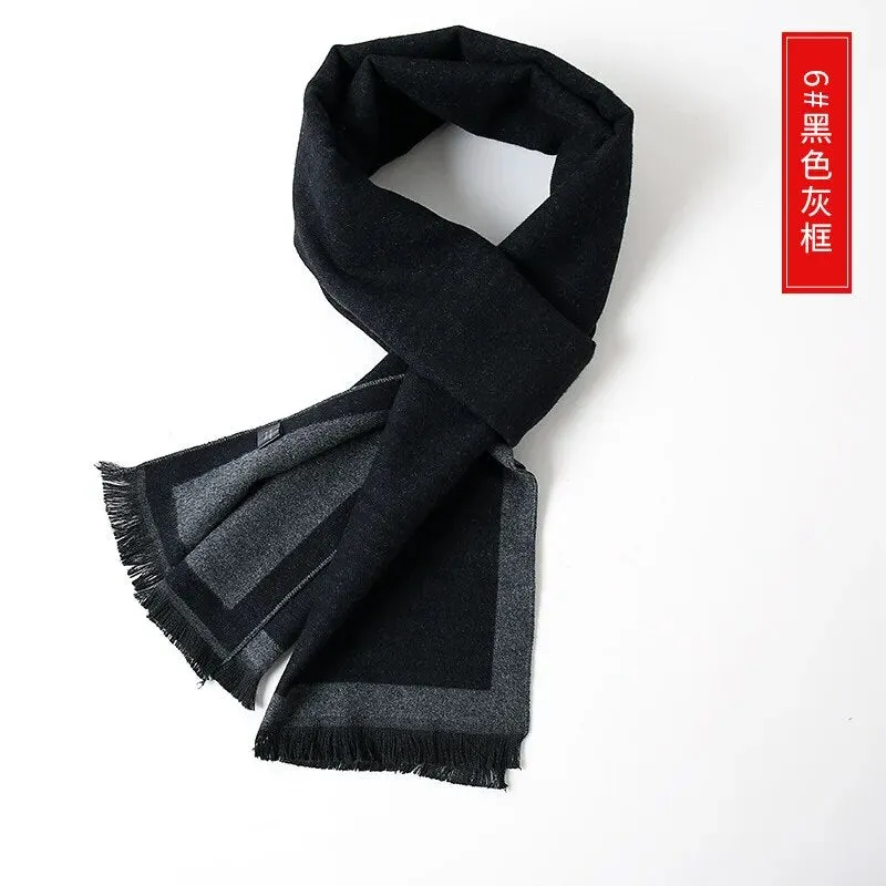 Cashmere Scarf for Men Warm Neck Scarfs Male Business Scarves Long Pashmina Christmas Gifts