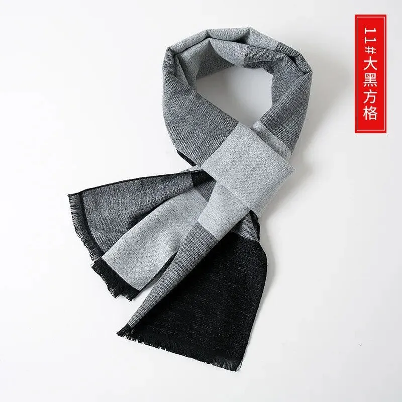 Cashmere Scarf for Men Warm Neck Scarfs Male Business Scarves Long Pashmina Christmas Gifts