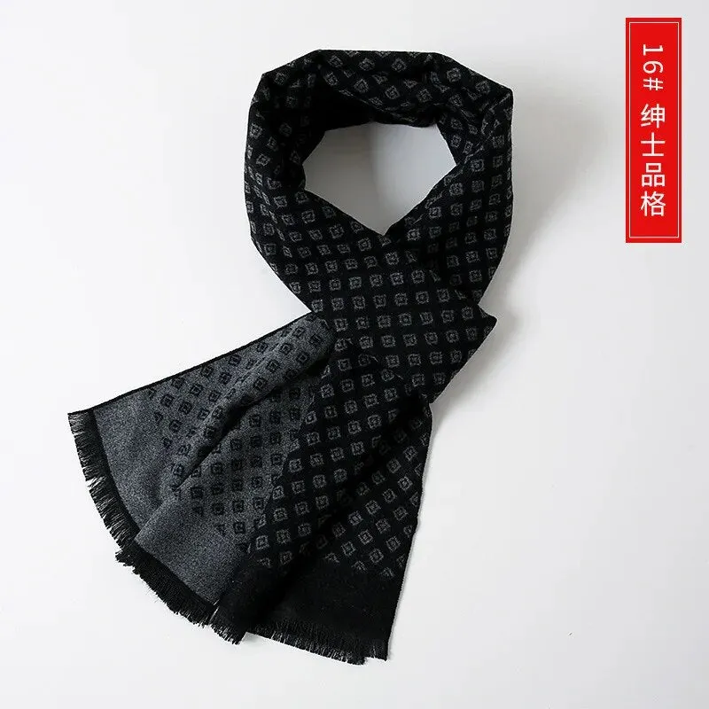 Cashmere Scarf for Men Warm Neck Scarfs Male Business Scarves Long Pashmina Christmas Gifts