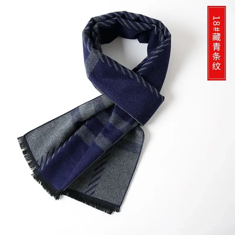 Cashmere Scarf for Men Warm Neck Scarfs Male Business Scarves Long Pashmina Christmas Gifts