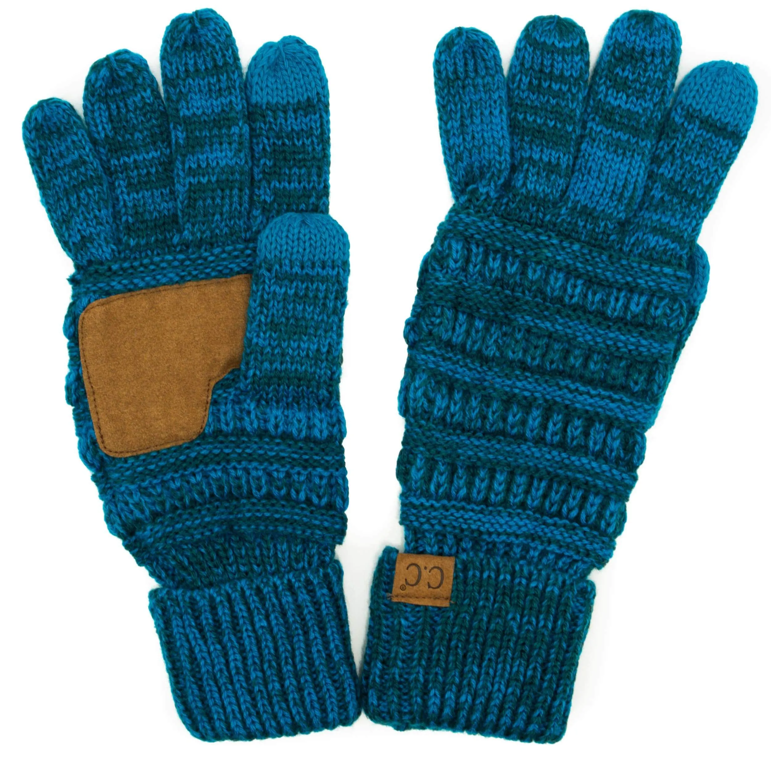 C.C G800 - Unisex Cable Knit Winter Warm Anti-Slip Two-Toned Touchscreen Texting Gloves