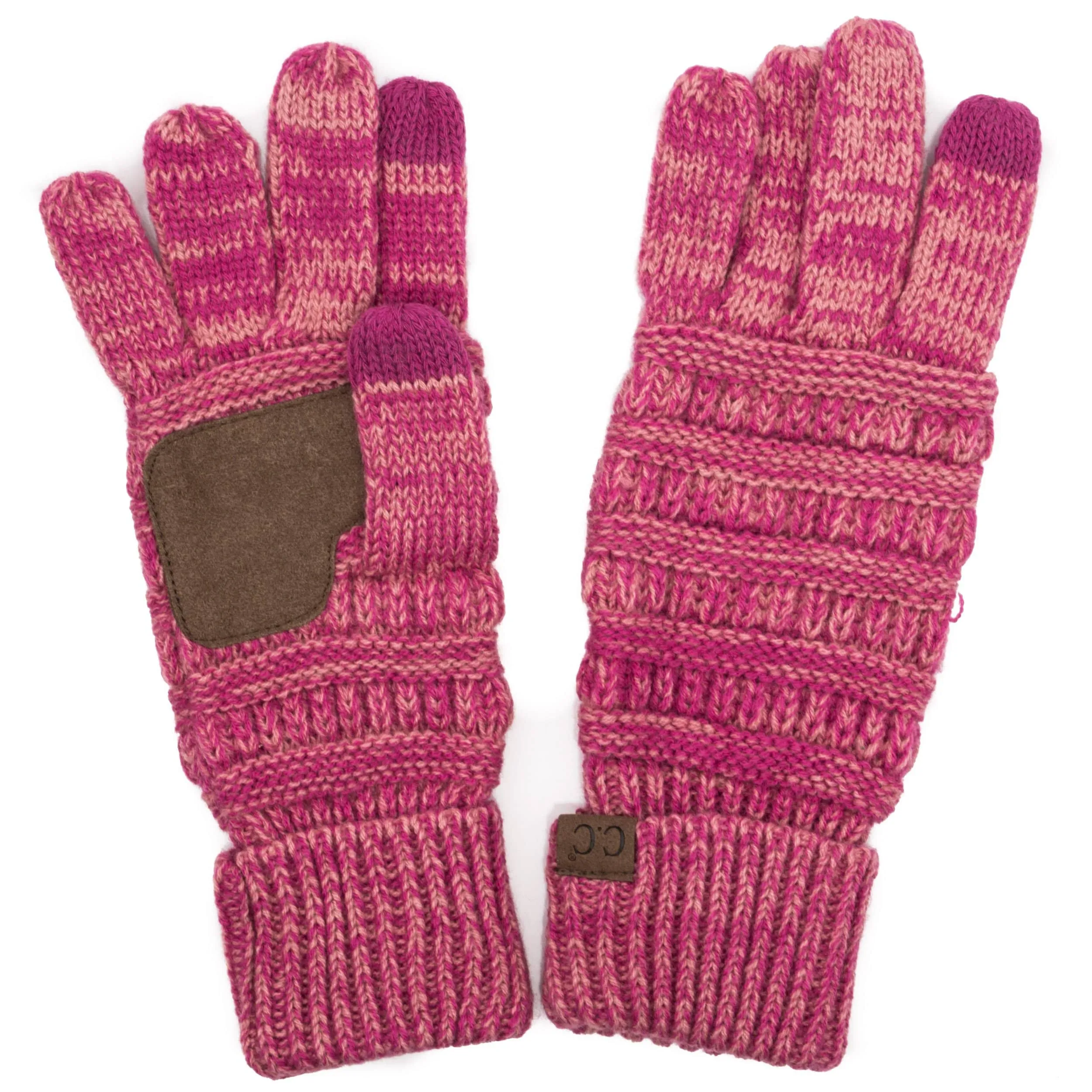 C.C G800 - Unisex Cable Knit Winter Warm Anti-Slip Two-Toned Touchscreen Texting Gloves