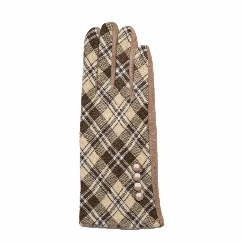 Cindy Glove Camel Plaid