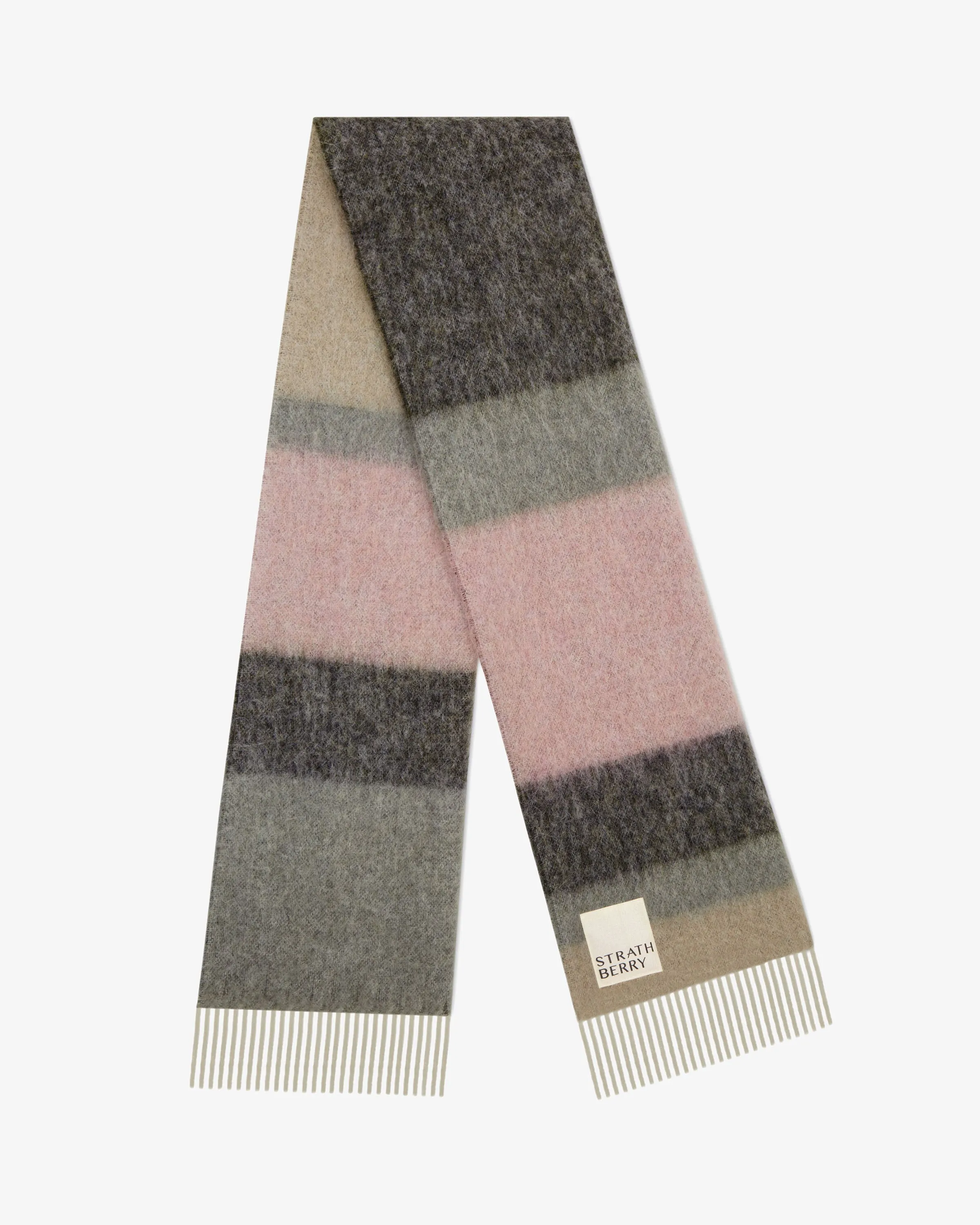 Coll Stripe Mohair Blend Scarf - Pink Mix