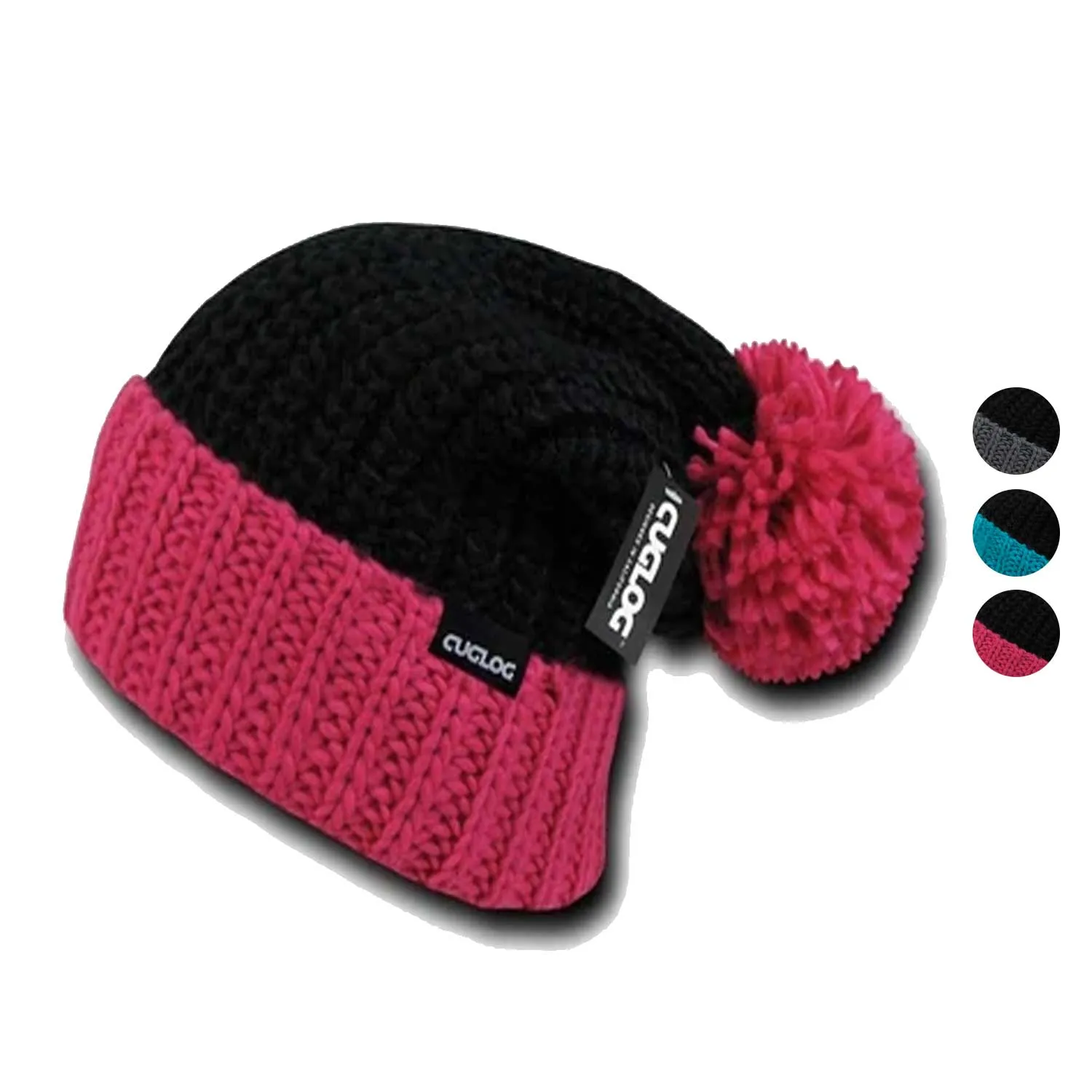 Cuglog Rainier Two Tone Cuffed Beanies Pom Style Winter Caps Hats