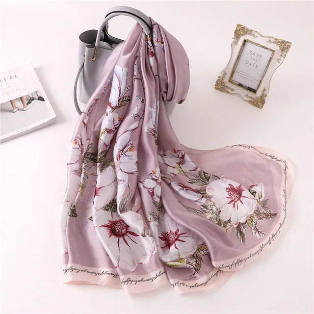 Fashion Silk Scarf Floral Printed Bandana Shawl #2099