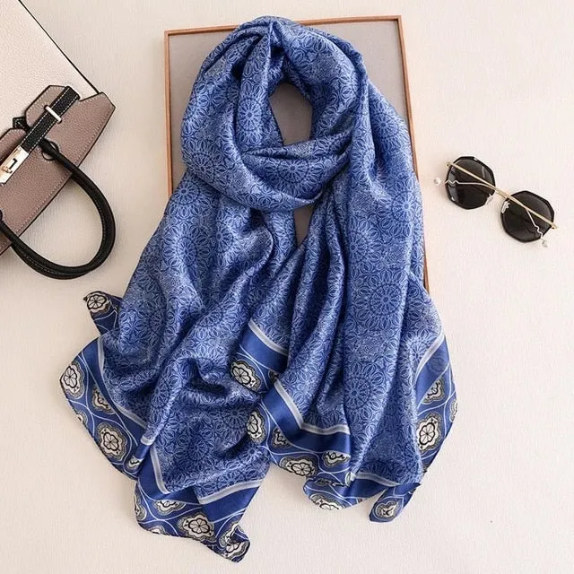 Fashion Silk Scarf Printed Bandana Shawl #LZ164