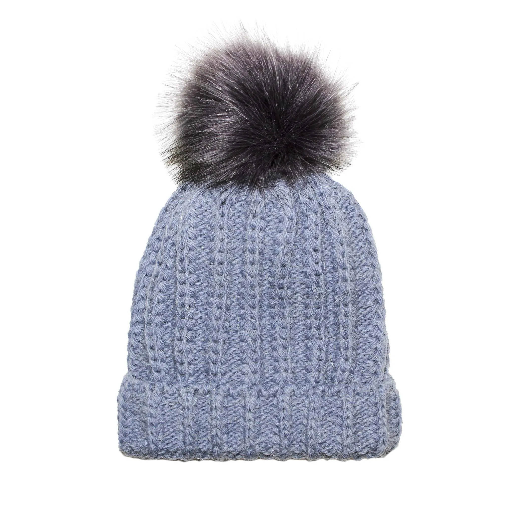 Fisherman Stitch Pom Pom Hat