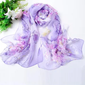 Floral Printed Thin Chiffon Beach hijab Scarf