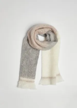 Foxford Giant Mohair Scarf | Grey Mink Stripe