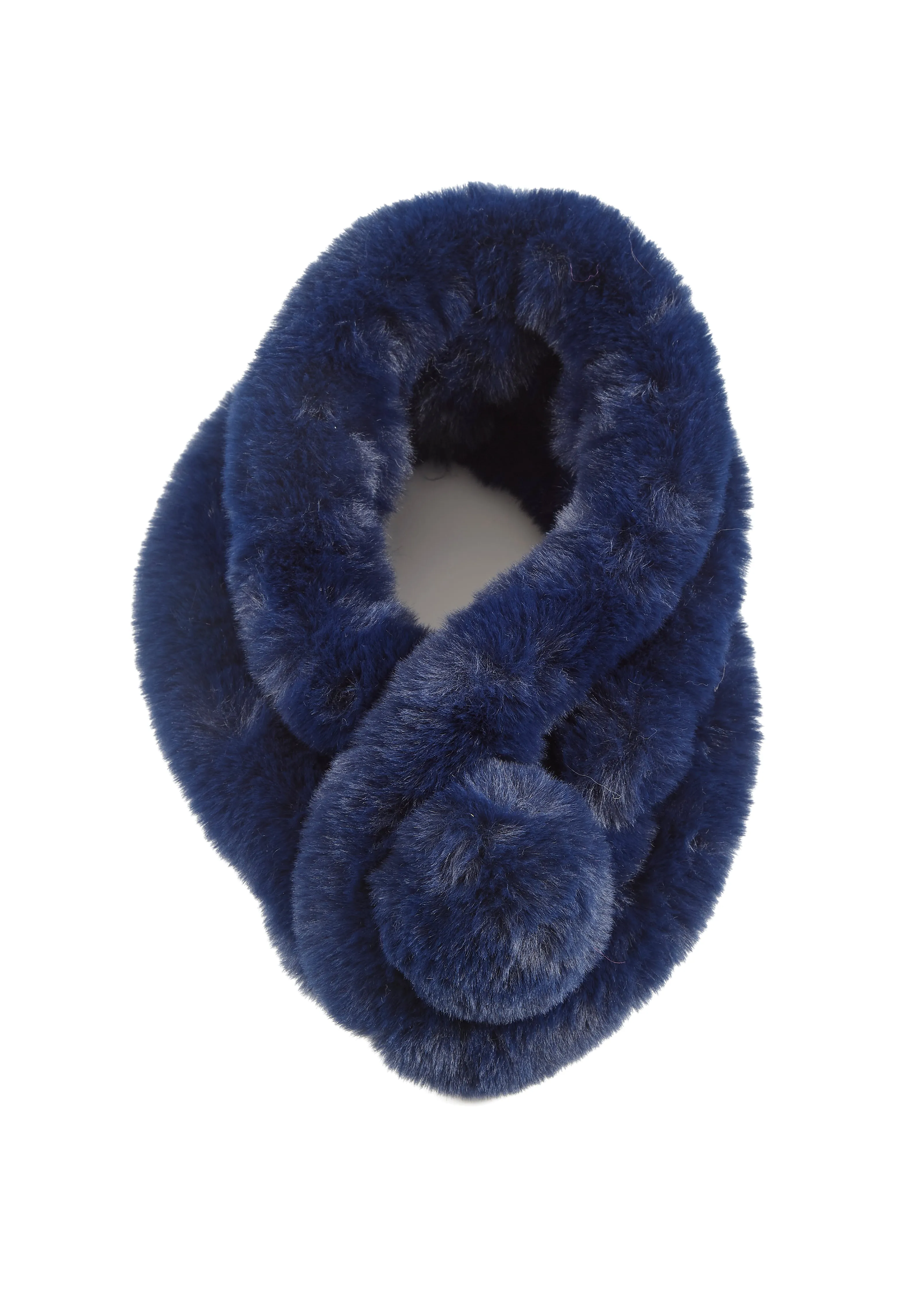 Fur5Eight Navy Faux Fur Bobble Scarf