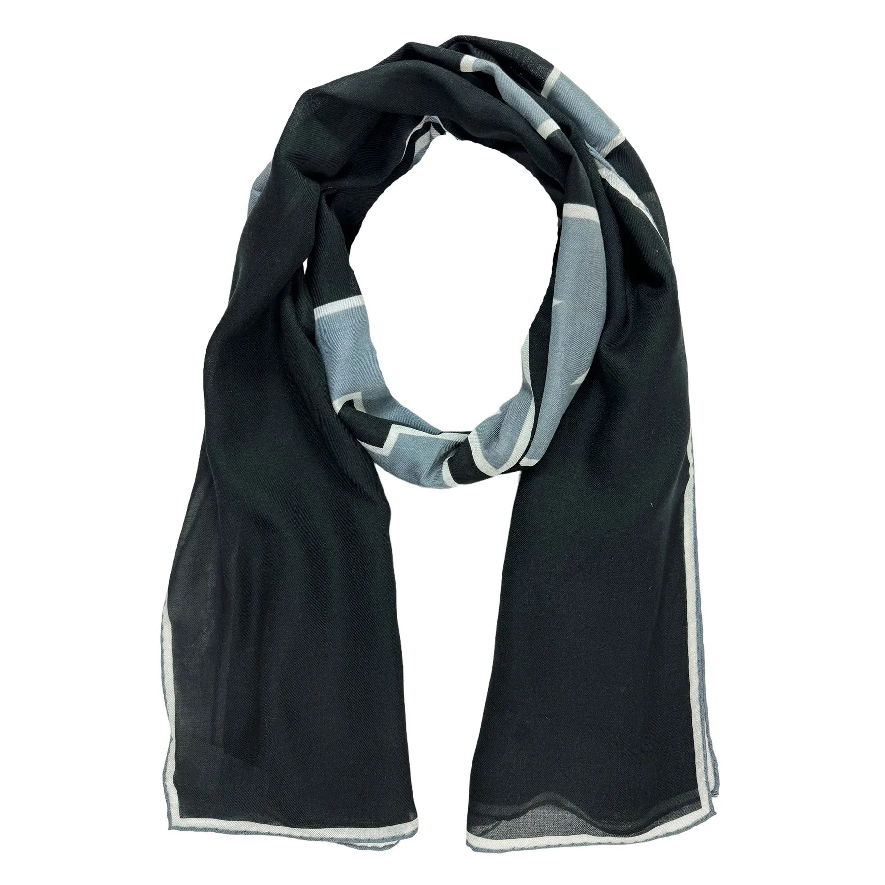 Givenchy Scarf Black Gray Logo - Lightweight Cotton Silk Shawl FINAL SALE