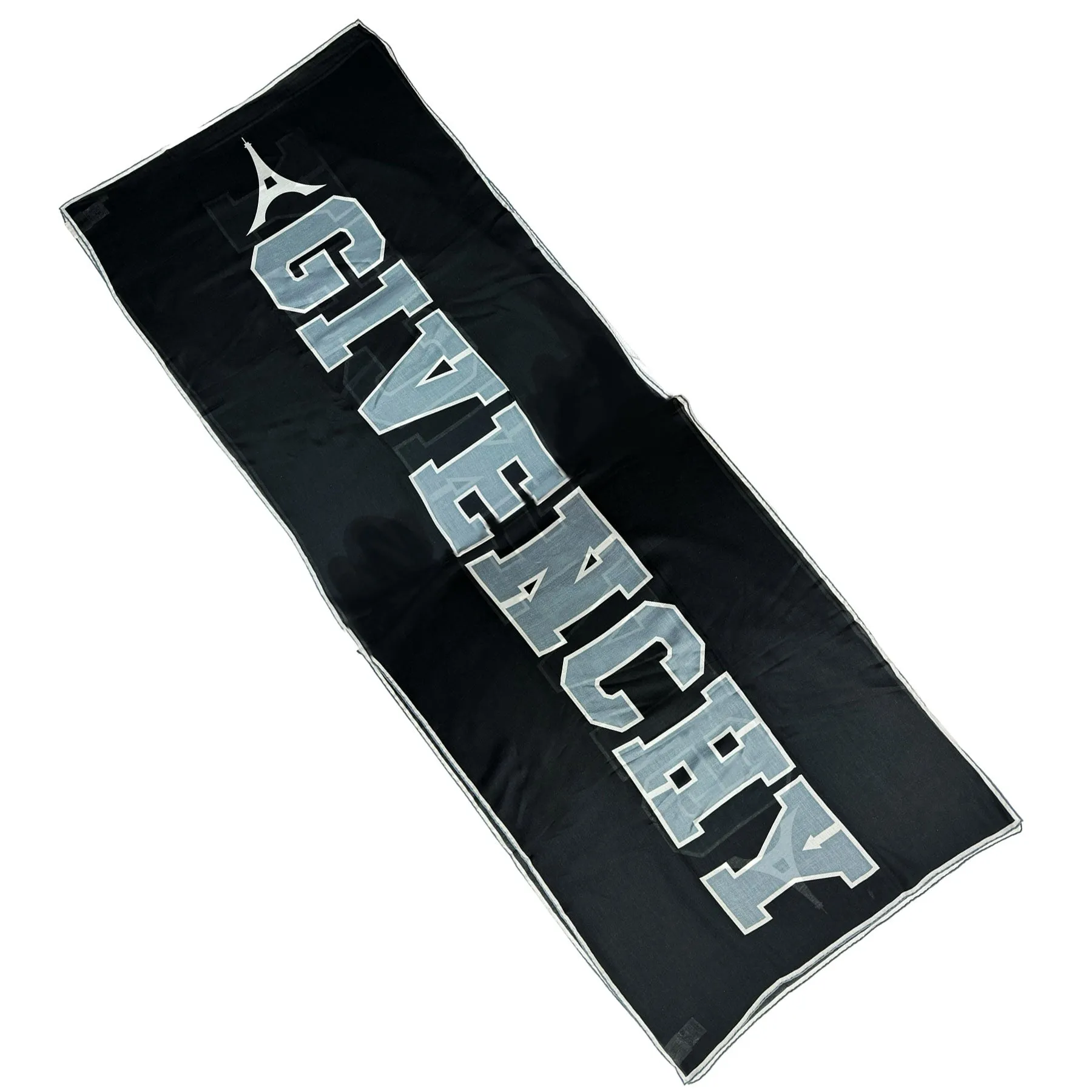 Givenchy Scarf Black Gray Logo - Lightweight Cotton Silk Shawl FINAL SALE