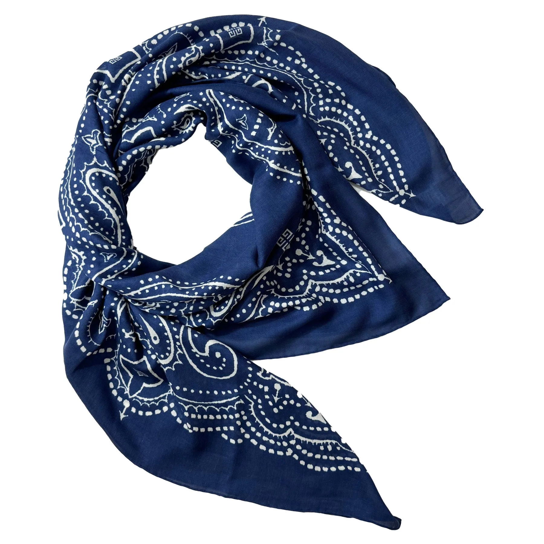 Givenchy Scarf Navy Paisley & 4G - Extra Large Square Cashmere Modal Wrap