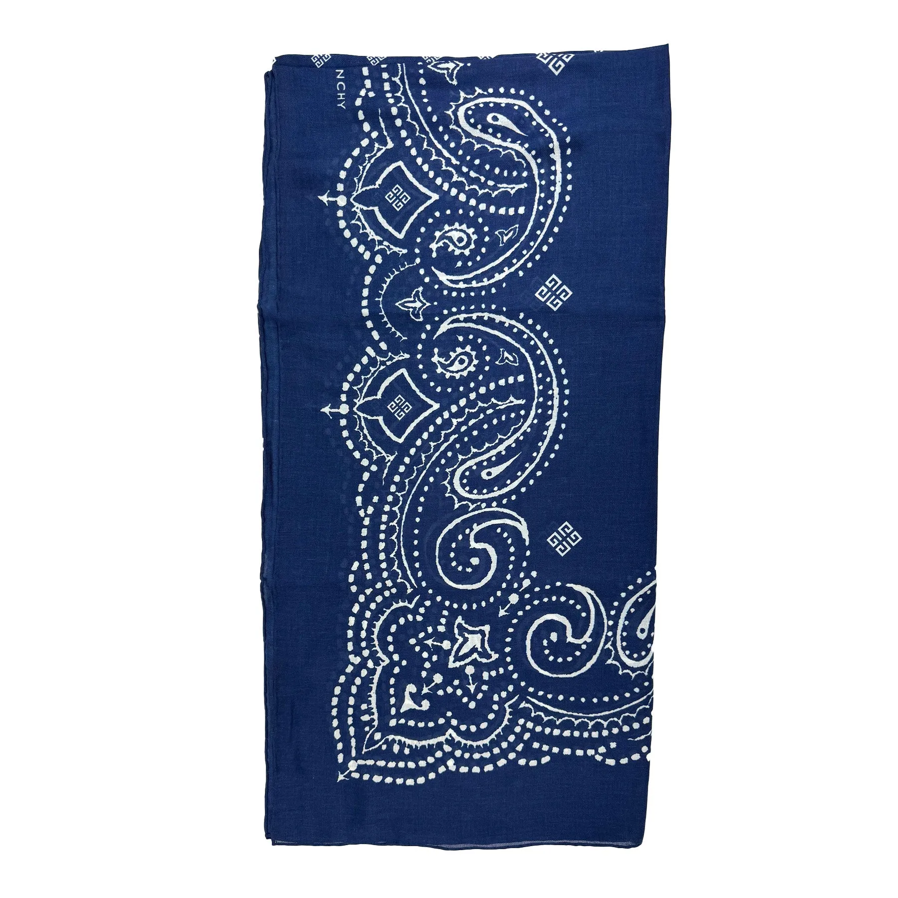 Givenchy Scarf Navy Paisley & 4G - Extra Large Square Cashmere Modal Wrap