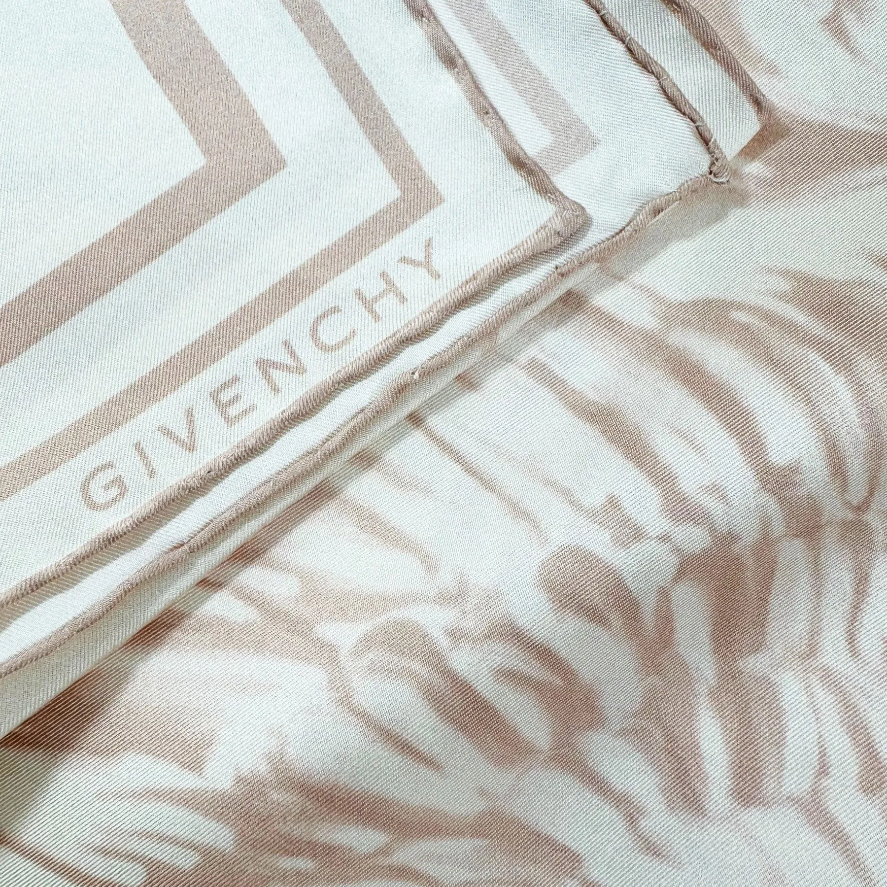 Givenchy Scarf White Dust Pink Pegasus Design - Square Twill Silk Foulard