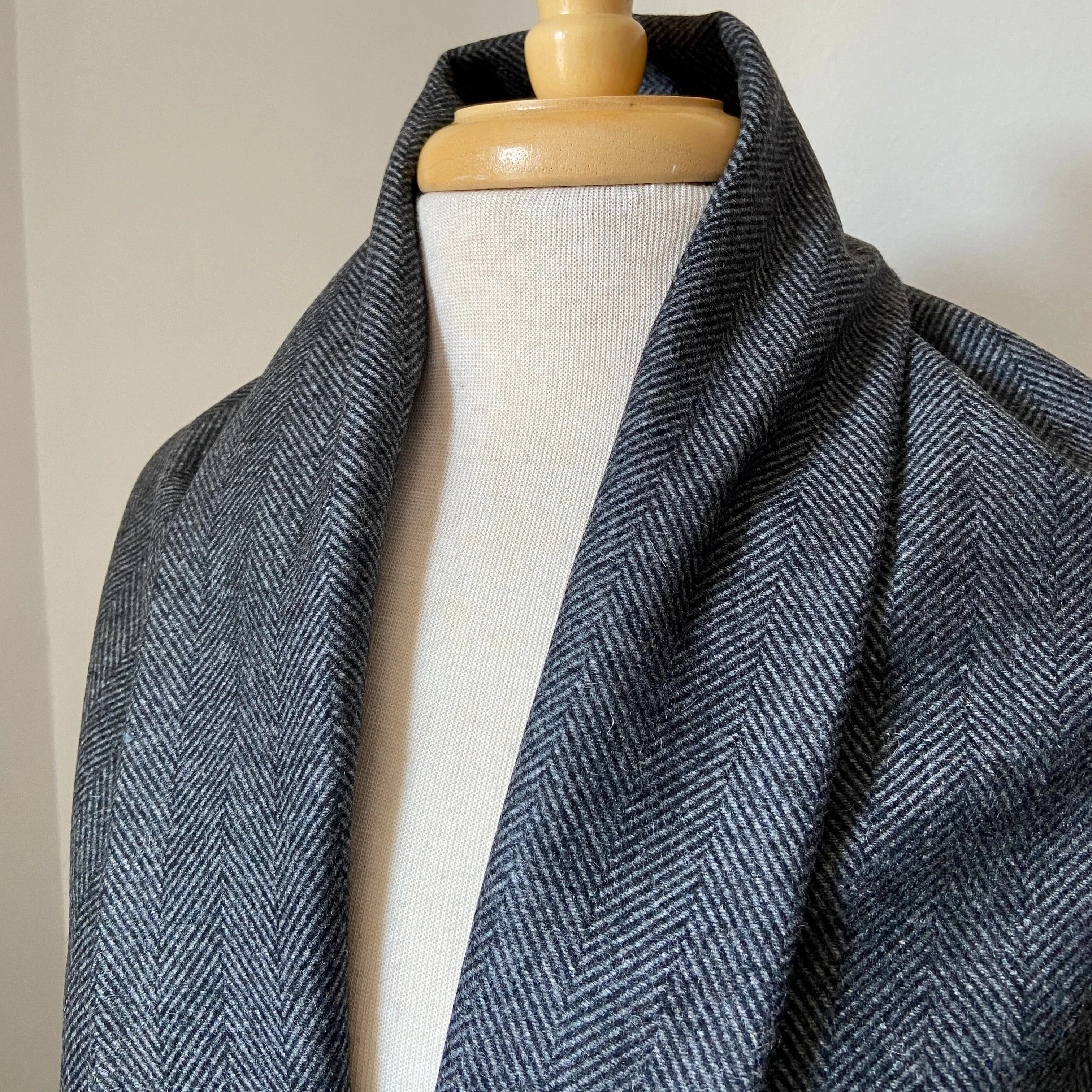 Gray Italian Wide Herringbone Wool