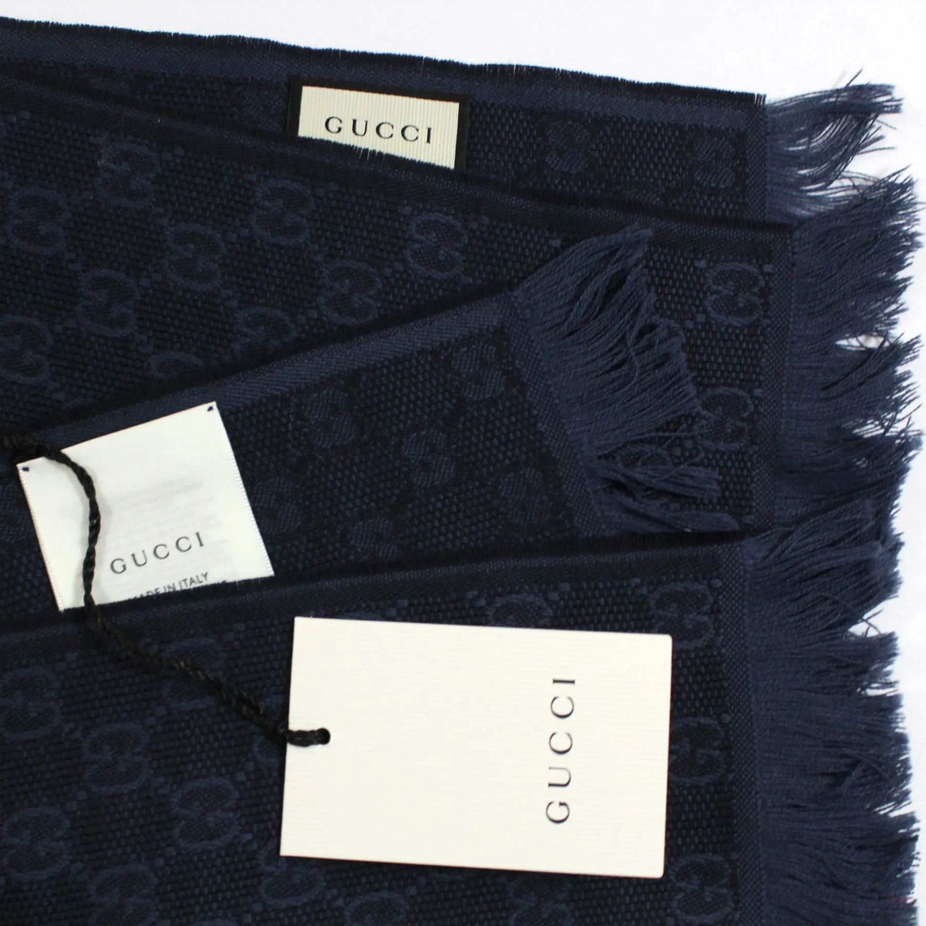 Gucci Scarf GG Gray Web Stripe Verbiere - Wool Silk Jacquard Shawl SALE