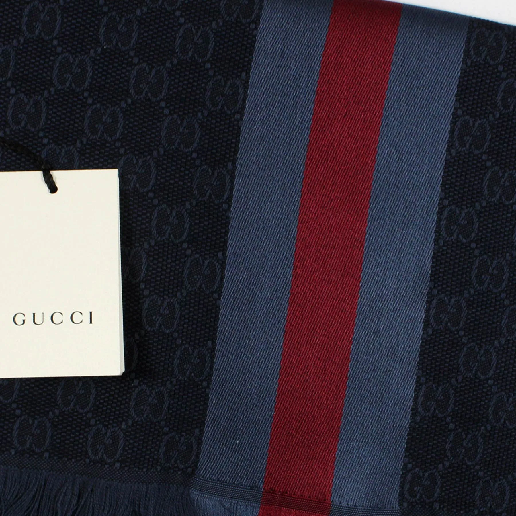 Gucci Scarf GG Gray Web Stripe Verbiere - Wool Silk Jacquard Shawl SALE