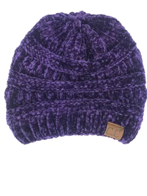 Hat-30 DARK PURPLE VELOUR BEANIE