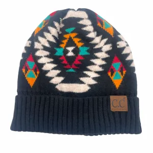 Hat-3002 Aztec Beanie - Black