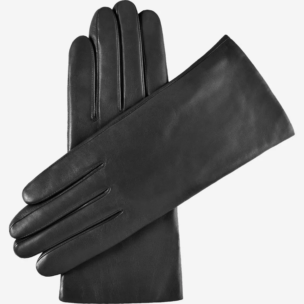 Isabella (black) - Italian lambskin leather gloves with cashmere lining & touchscreen feature