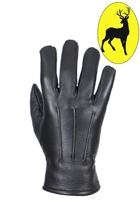 Ladies Deer Skin Leather Gloves - Black, GLD113-22-LADIES-DL