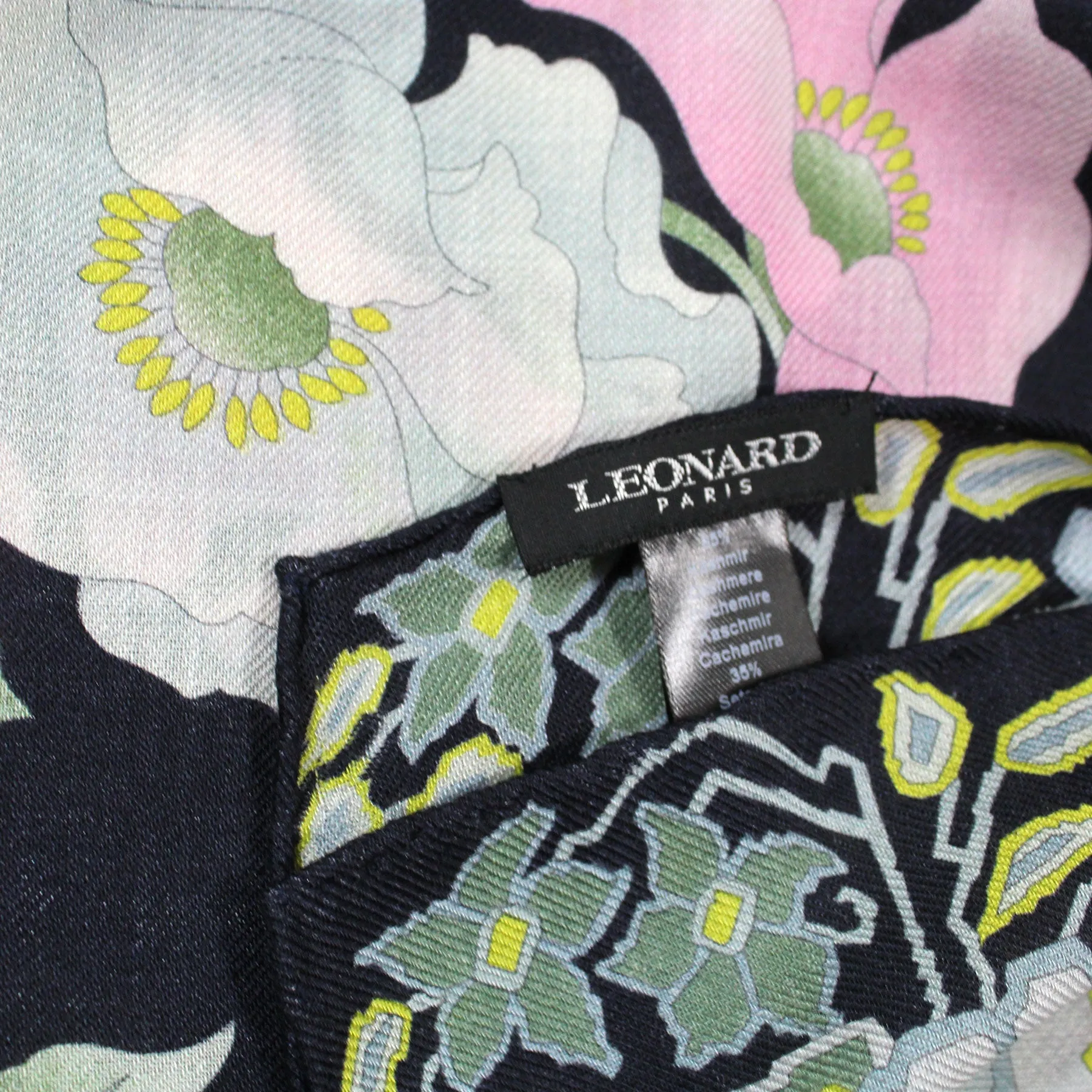 Leonard Paris Scarf Ornamental & Floral - Extra Large Square Cashmere Silk Wrap