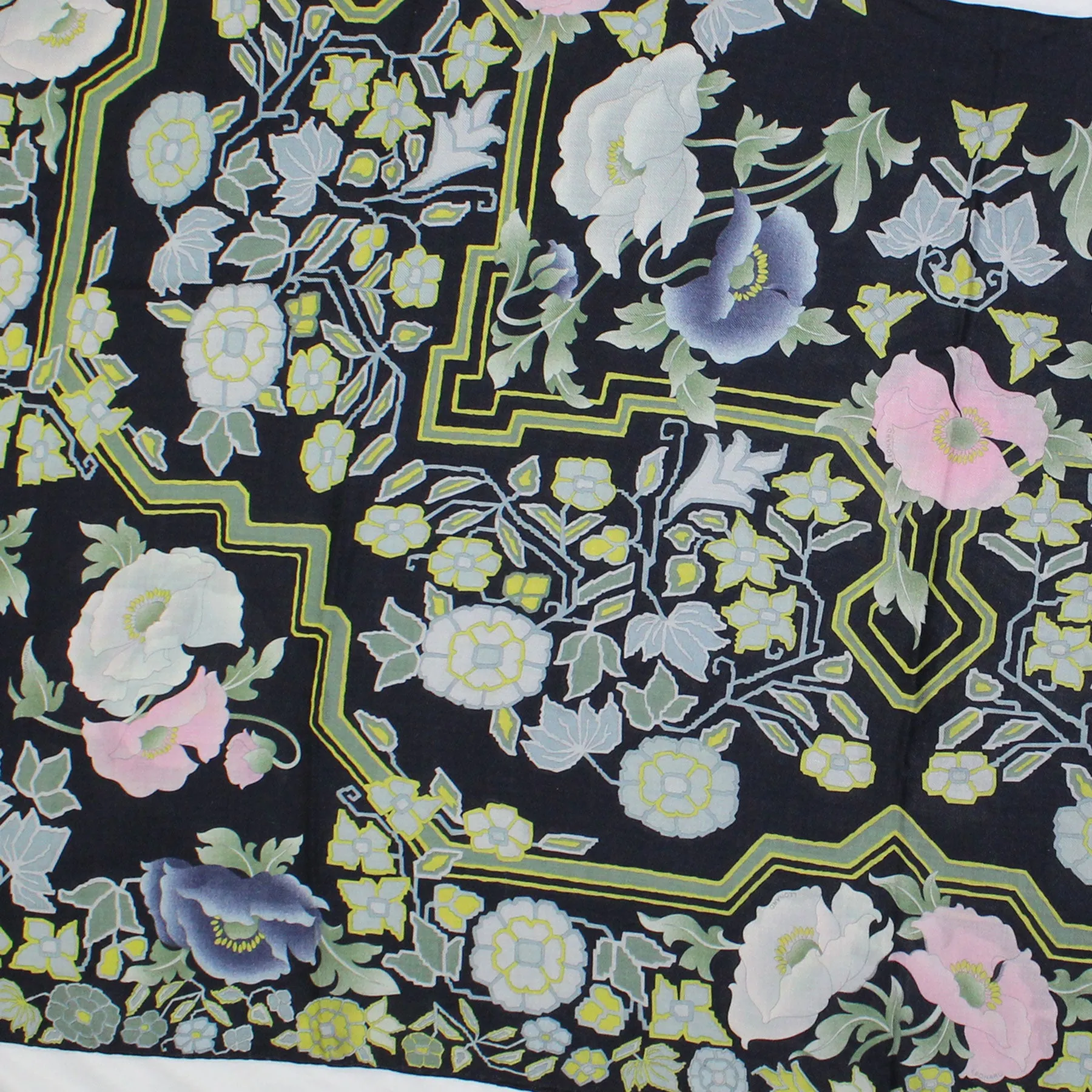 Leonard Paris Scarf Ornamental & Floral - Extra Large Square Cashmere Silk Wrap