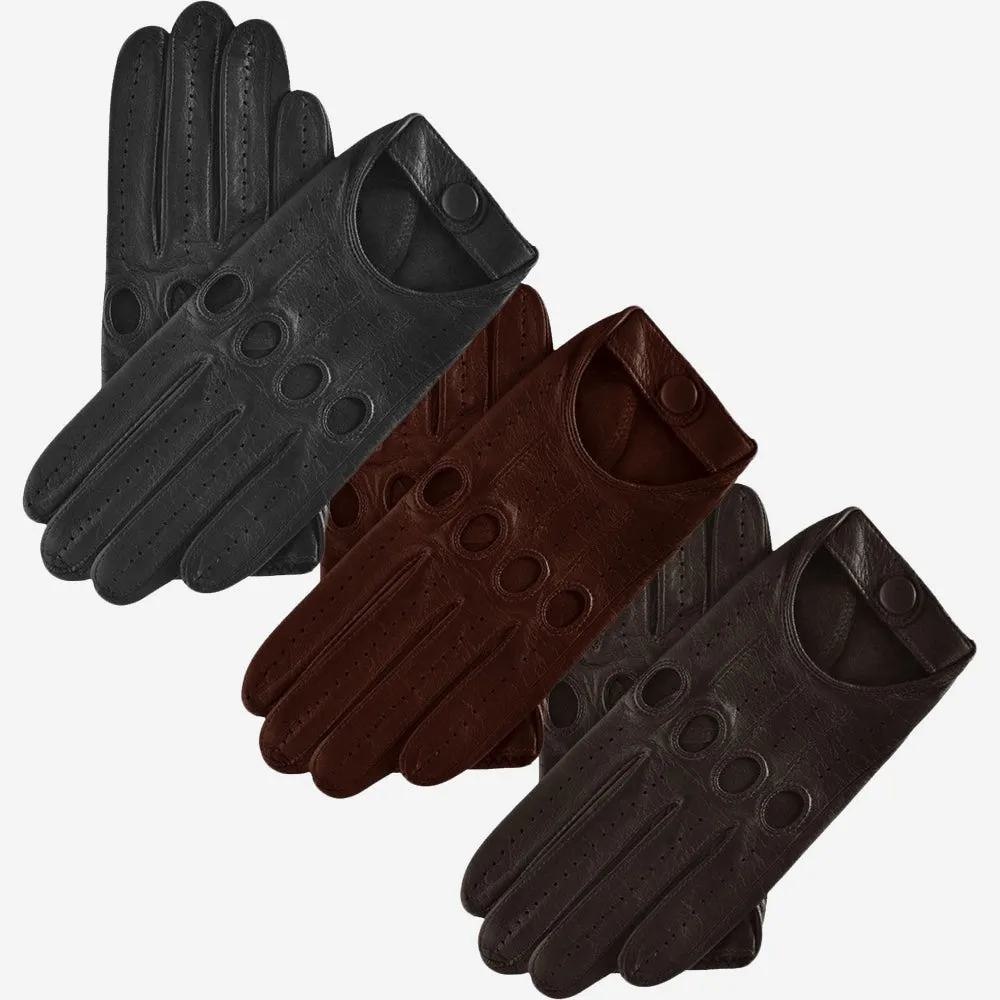 Mario (dark brown) - Italian lambskin leather driving gloves & touchscreen feature