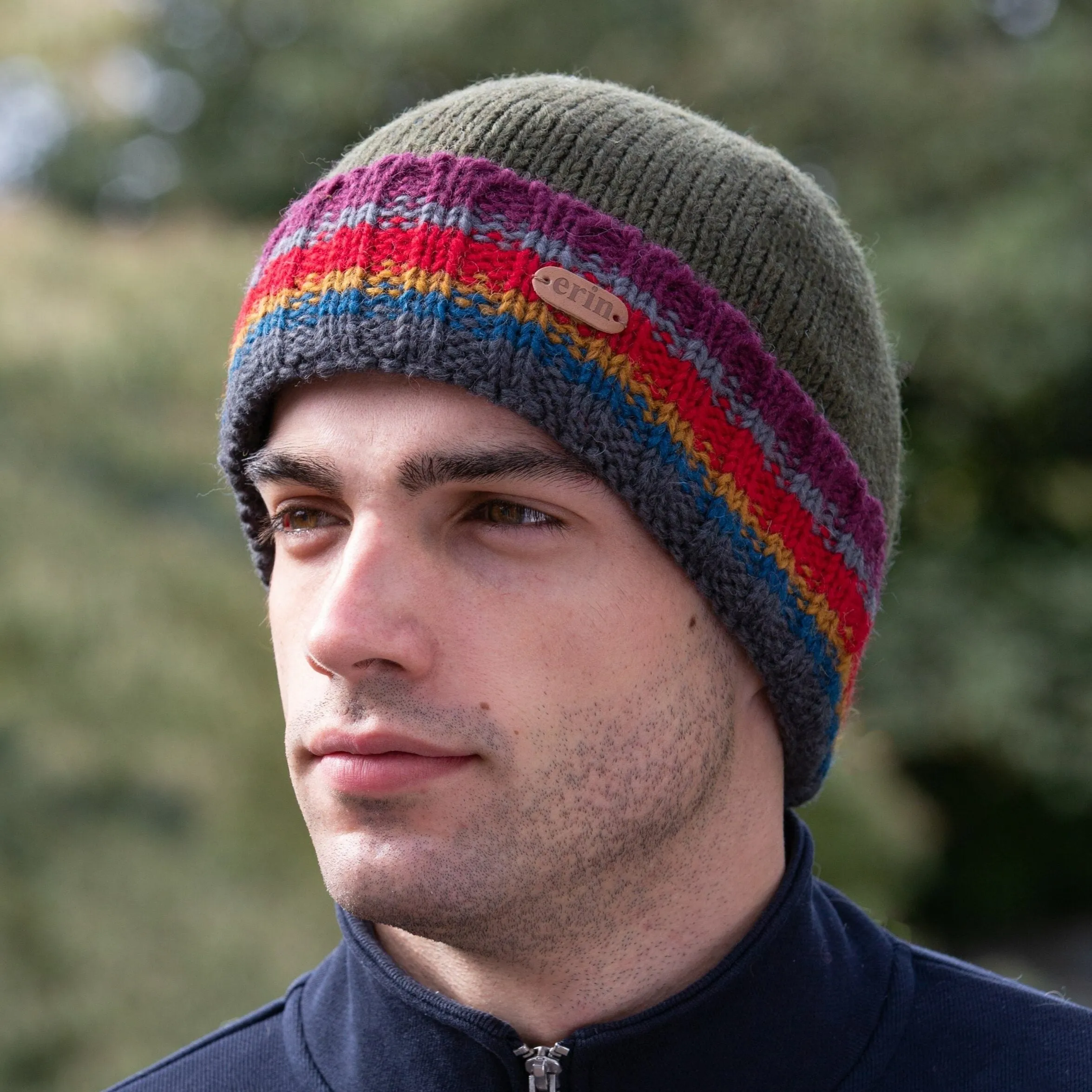 Men's Rib Pullon Hat | Green Red