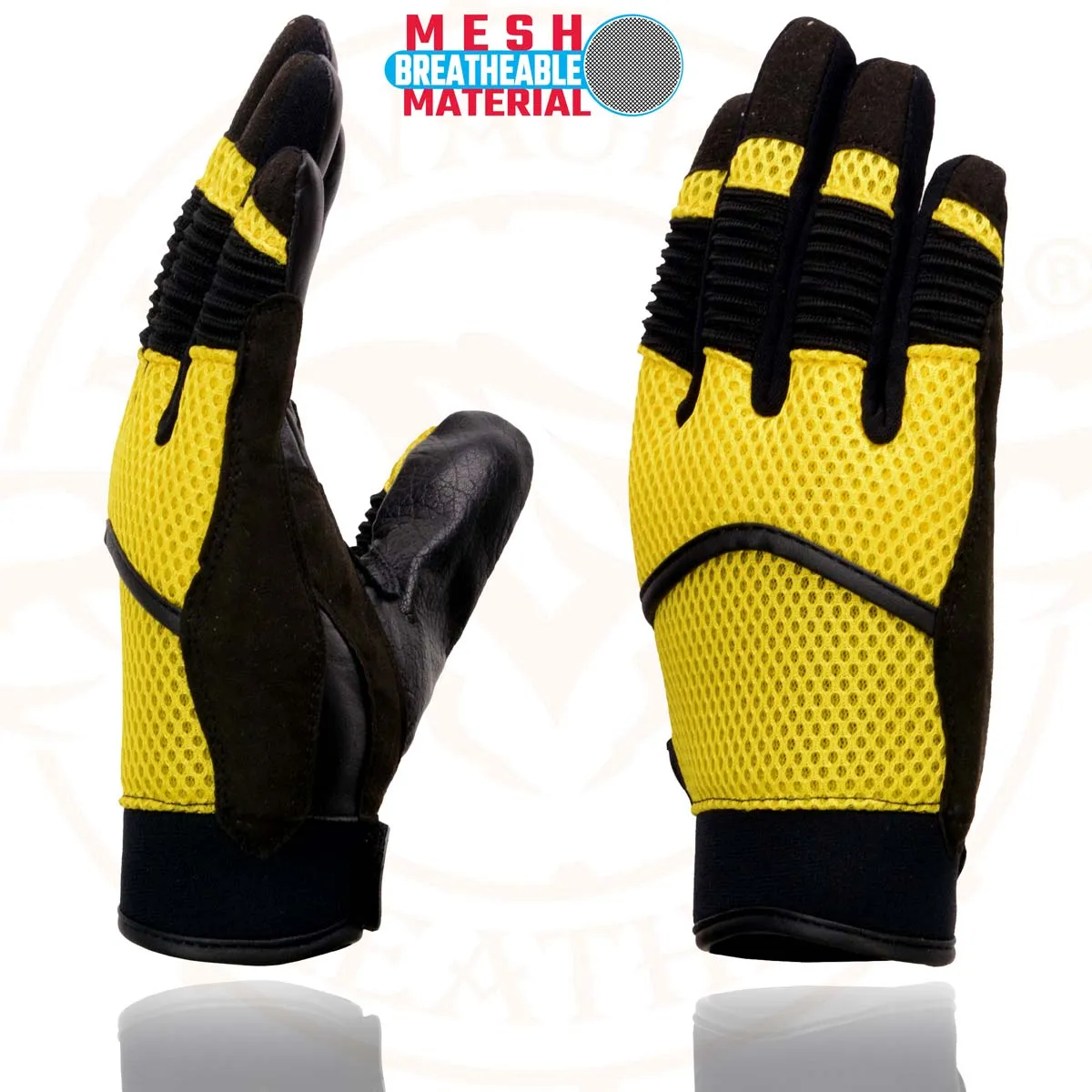 Milwaukee Leather SH791 Men's Black Leather and Yellow Mesh Combo