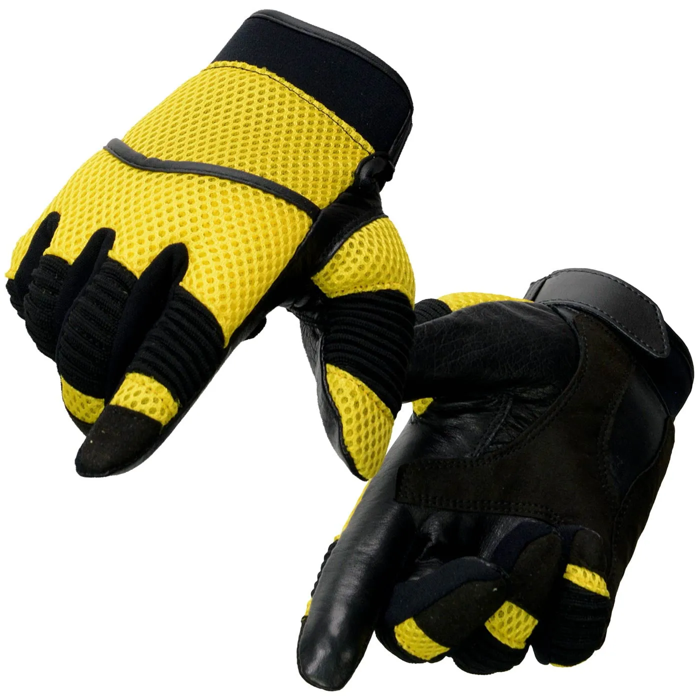 Milwaukee Leather SH791 Men's Black Leather and Yellow Mesh Combo