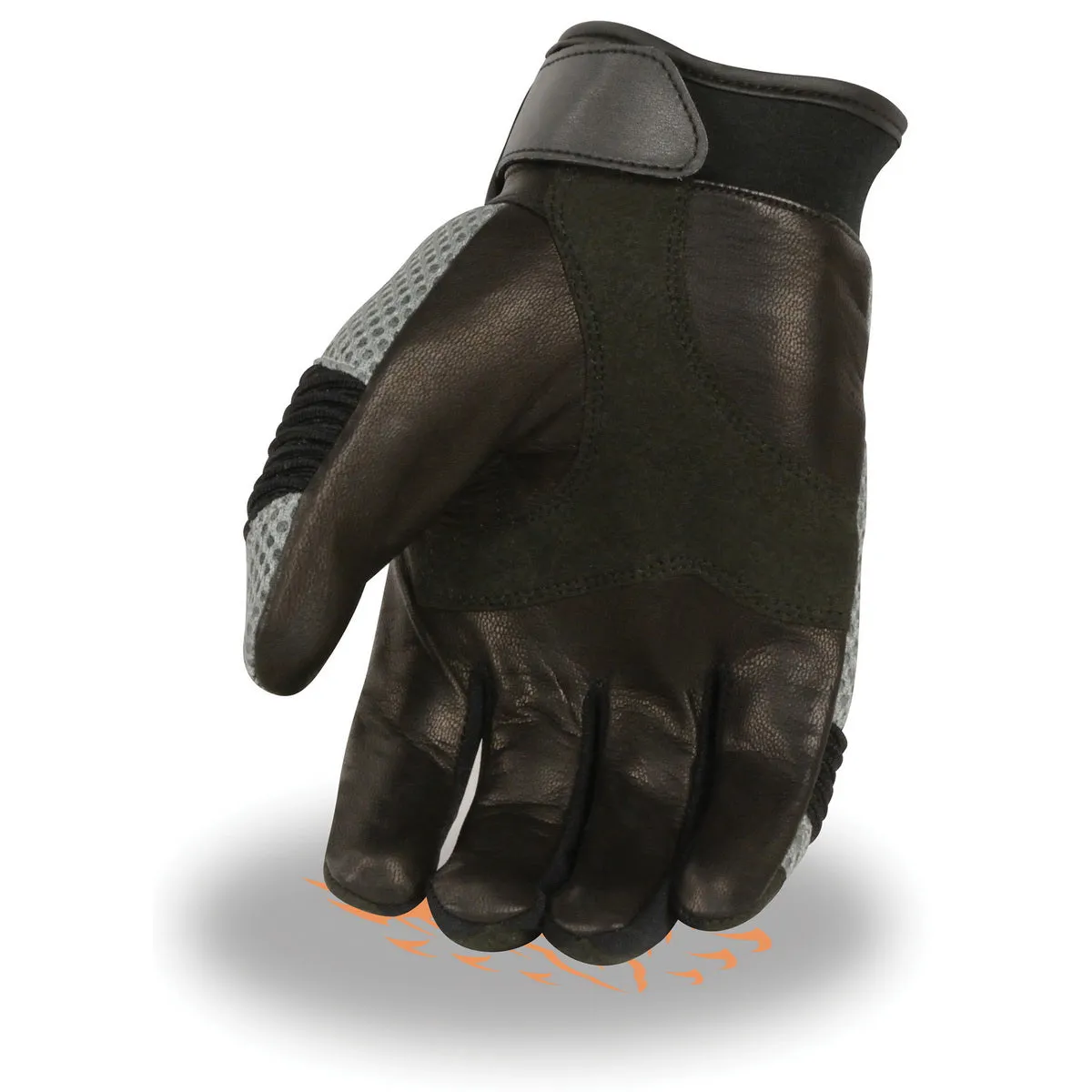 Milwaukee Leather SH791 Men's Black with Grey Mesh and Leather Racing Gloves