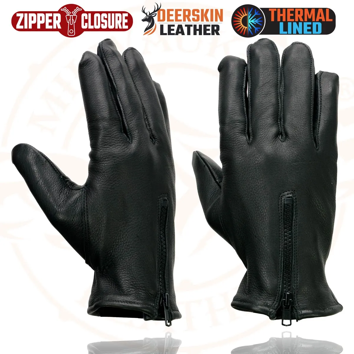 Milwaukee Leather SH866 Men's Black Thermal Lined Deerskin Motorcycle