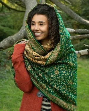 Paisley Leaves Shawl Scarf Light Green