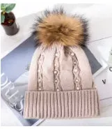 Pearl Embellished Pom Pom Beanie