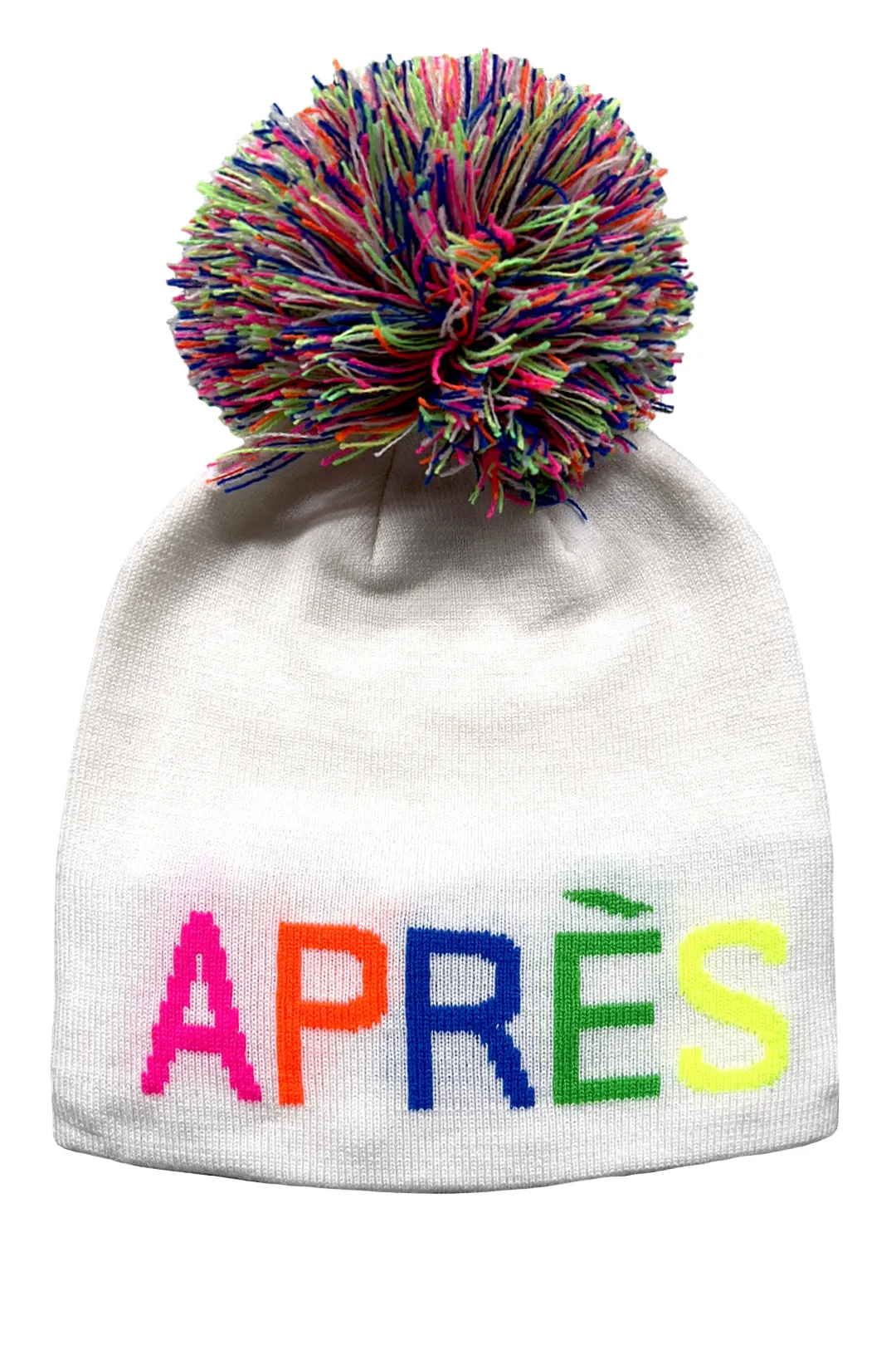 Pom Pom Hat - Rainbow Apres on Black